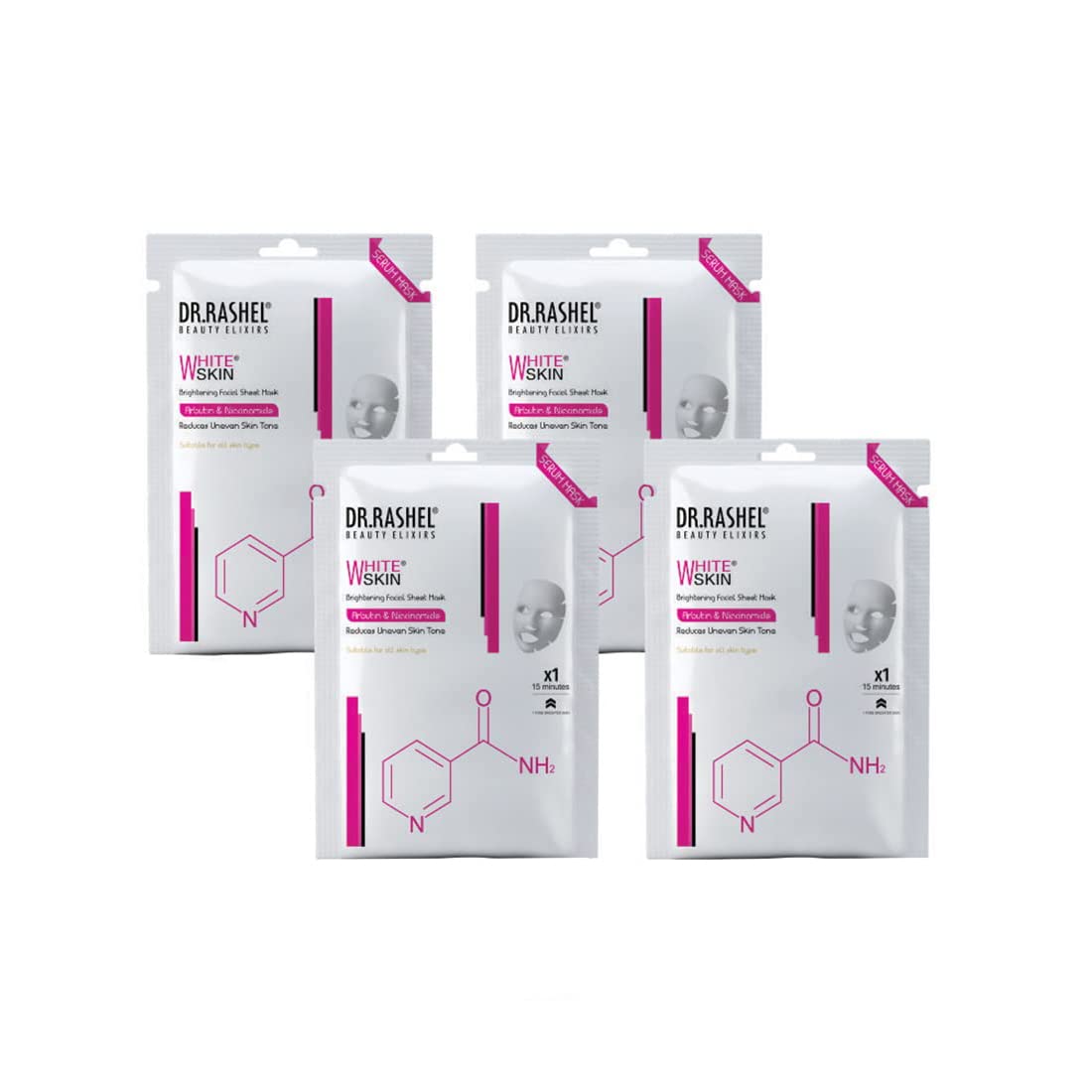 DR.RASHEL White Skin Face Sheet Mask With Serum For Women and Men | All Skin Types | Soft and Healthy Skin | Deep Cleansing & Oil Control | Repairing & Nourishment | Soothing And Hydrating | Paraben Free | Pack Of 3 | 20 Grams Each