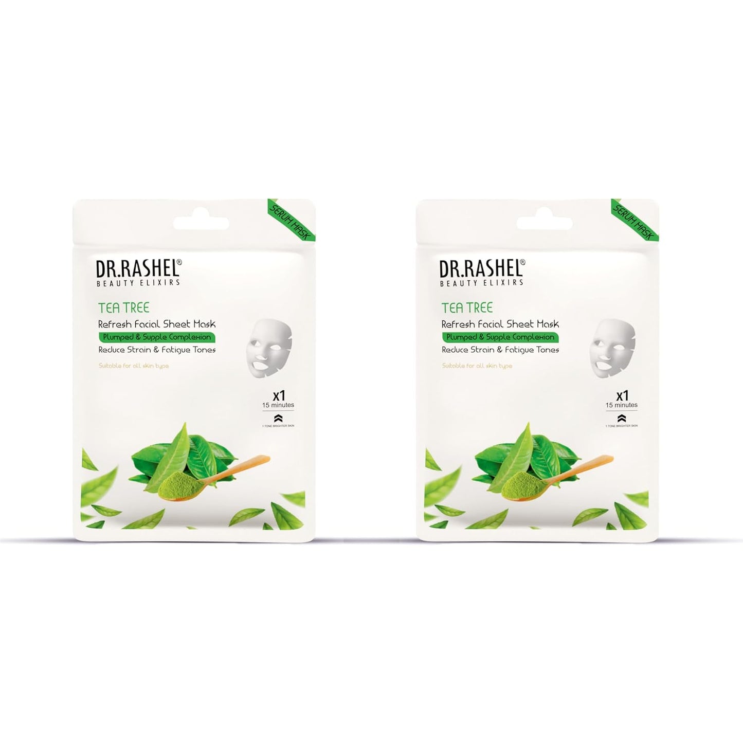 DR.RASHEL Tea Tree Face Sheet Mask With Serum For Women and Men | Suitable for All Skin Types | Deep Cleansing & Oil Control Face Sheet Mask for Soft and Healthy Skin | Soothing And Hydrating Sheet Mask for Skin Nourishment | Pack of 2.