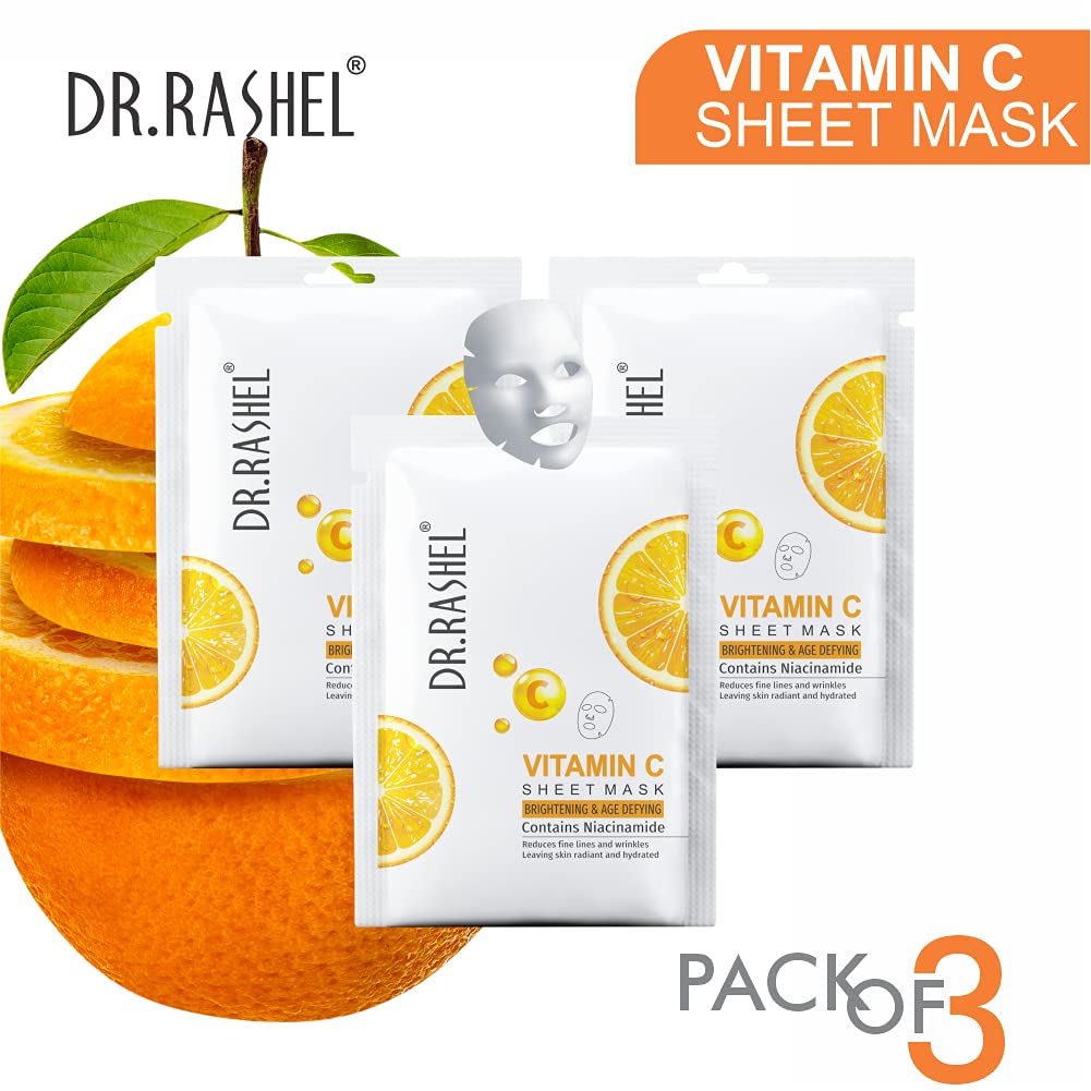 Vitamin C Face Sheet Mask With Serum For Women and Men | All Skin Types | Soft and Healthy Skin | Deep Cleansing & Oil Control | Repairing & Nourishment | Soothing And Hydrating | Paraben Free | Pack Of 2 | 20 Grams Each
