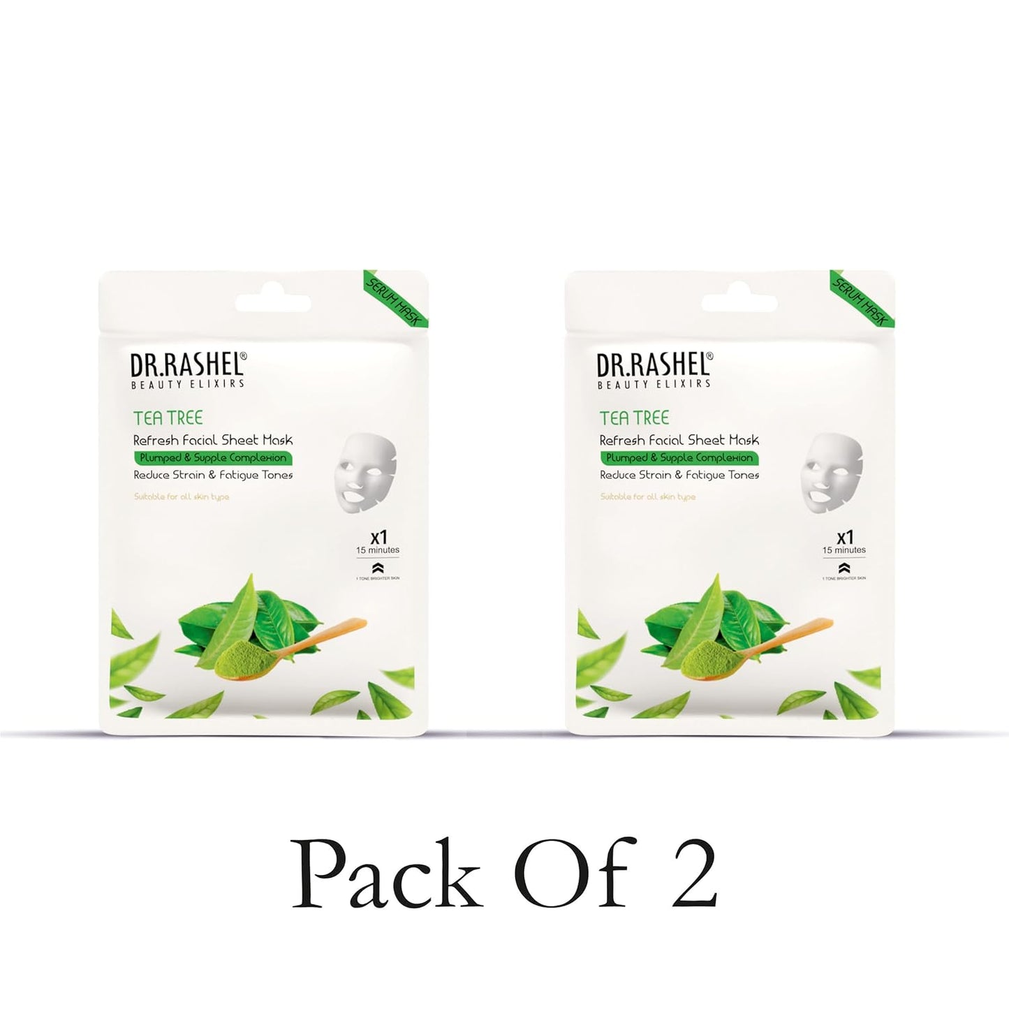 DR.RASHEL Tea Tree Face Sheet Mask With Serum For Women and Men | Suitable for All Skin Types | Deep Cleansing & Oil Control Face Sheet Mask for Soft and Healthy Skin | Soothing And Hydrating Sheet Mask for Skin Nourishment | Pack of 2.