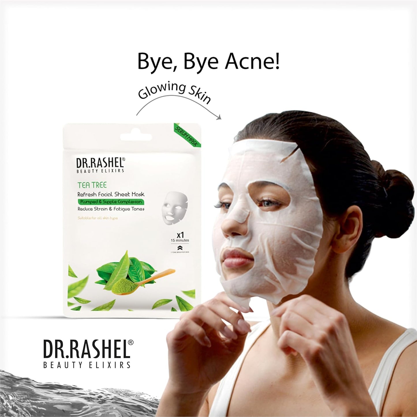 DR.RASHEL Tea Tree Face Sheet Mask With Serum For Women and Men | Suitable for All Skin Types | Deep Cleansing & Oil Control Face Sheet Mask for Soft and Healthy Skin | Soothing And Hydrating Sheet Mask for Skin Nourishment | Pack of 2.
