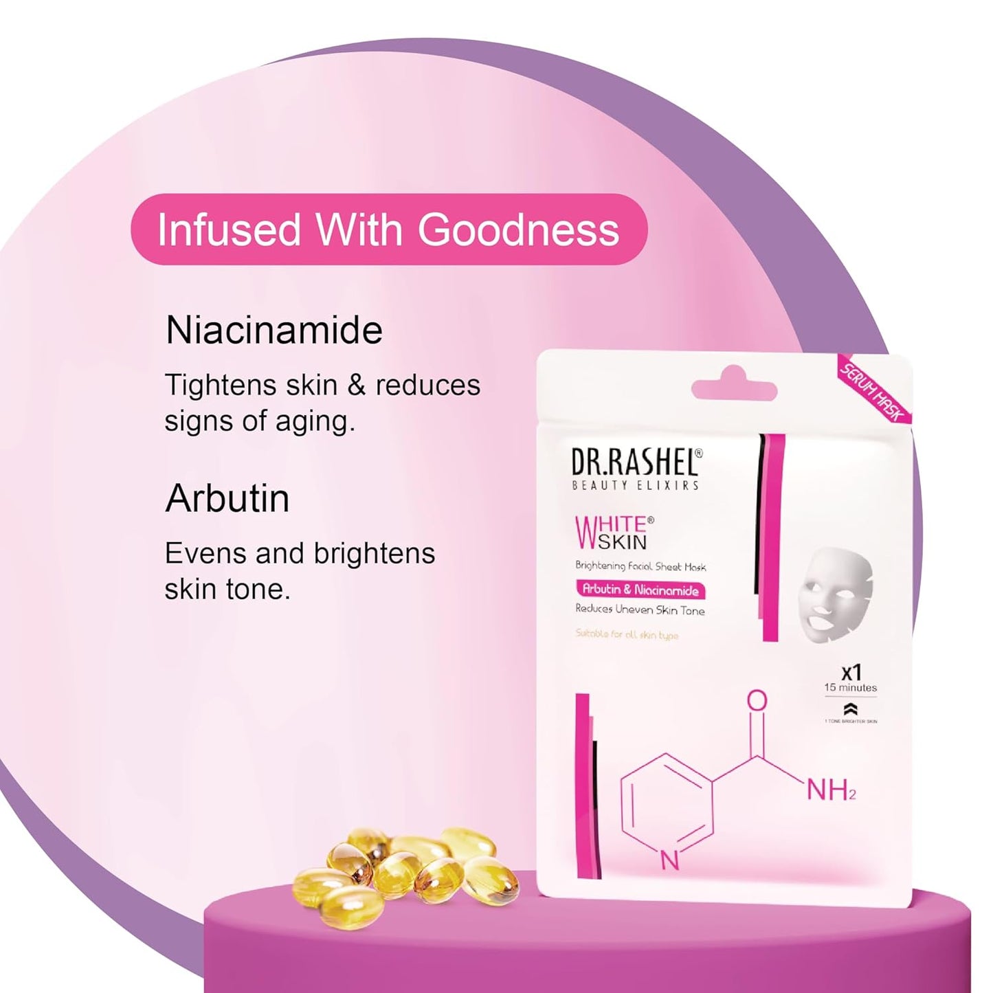 DR.RASHEL White Skin Face Sheet Mask With Serum For Women and Men | All Skin Types | Soft and Healthy Skin | Deep Cleansing & Oil Control | Repairing & Nourishment | Soothing And Hydrating | Paraben Free | Pack Of 3 | 20 Grams Each
