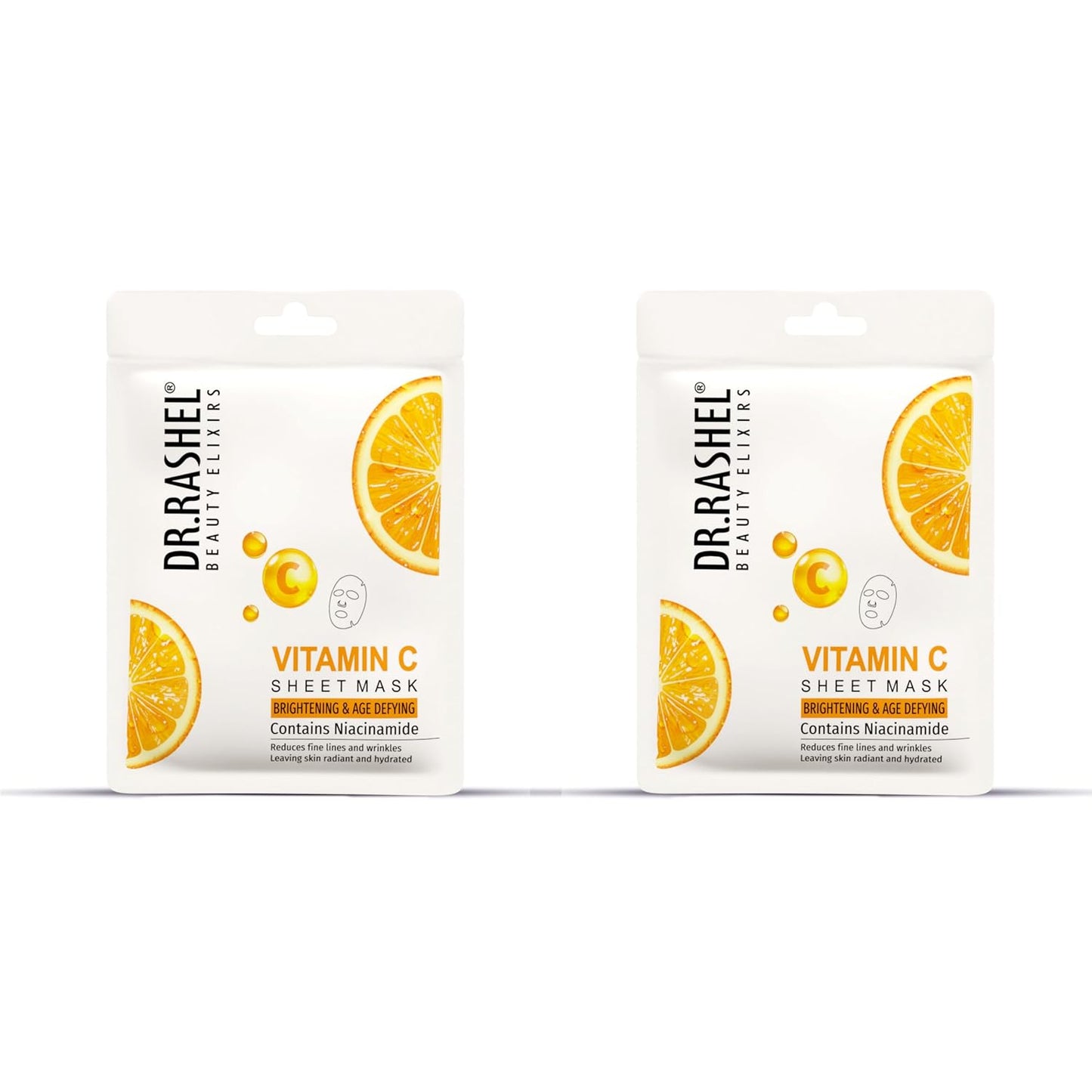 Vitamin C Face Sheet Mask With Serum For Women and Men | All Skin Types | Soft and Healthy Skin | Deep Cleansing & Oil Control | Repairing & Nourishment | Soothing And Hydrating | Paraben Free | Pack Of 2 | 20 Grams Each
