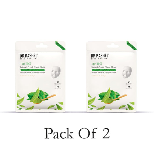 DR.RASHEL Tea Tree Face Sheet Mask With Serum For Women and Men | Suitable for All Skin Types | Deep Cleansing & Oil Control Face Sheet Mask for Soft and Healthy Skin | Soothing And Hydrating Sheet Mask for Skin Nourishment | Pack of 2.