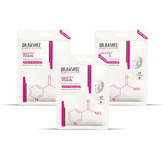 DR.RASHEL White Skin Face Sheet Mask With Serum For Women and Men | All Skin Types | Soft and Healthy Skin | Deep Cleansing & Oil Control | Repairing & Nourishment | Soothing And Hydrating | Paraben Free | Pack Of 3 | 20 Grams Each