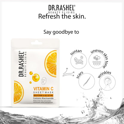 Vitamin C Face Sheet Mask With Serum For Women and Men | All Skin Types | Soft and Healthy Skin | Deep Cleansing & Oil Control | Repairing & Nourishment | Soothing And Hydrating | Paraben Free | Pack Of 2 | 20 Grams Each