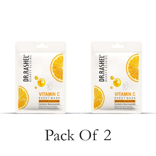 Vitamin C Face Sheet Mask With Serum For Women and Men | All Skin Types | Soft and Healthy Skin | Deep Cleansing & Oil Control | Repairing & Nourishment | Soothing And Hydrating | Paraben Free | Pack Of 2 | 20 Grams Each