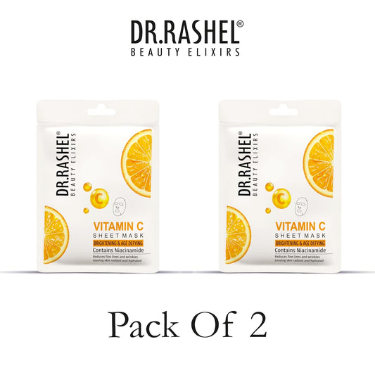 Vitamin C Face Sheet Mask With Serum For Women and Men | All Skin Types | Soft and Healthy Skin | Deep Cleansing & Oil Control | Repairing & Nourishment | Soothing And Hydrating | Paraben Free | Pack Of 2 | 20 Grams Each