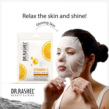 Vitamin C Face Sheet Mask With Serum For Women and Men | All Skin Types | Soft and Healthy Skin | Deep Cleansing & Oil Control | Repairing & Nourishment | Soothing And Hydrating | Paraben Free | Pack Of 2 | 20 Grams Each